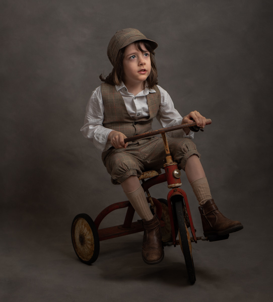 Victorian boy with trike fine art photography
