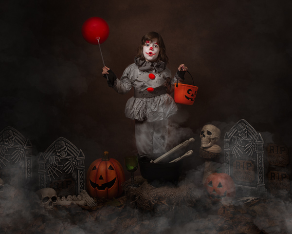 scary clown child fine art photography session