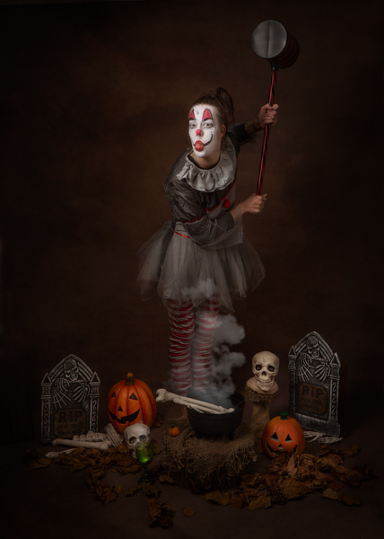 scary clown fine art photography session