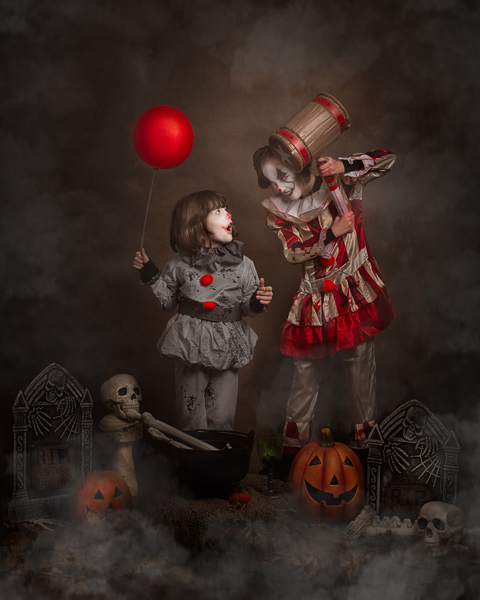 Scary clown children fine art photography