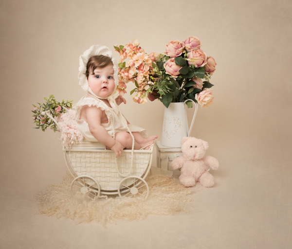 cream and rose baby photoshoot