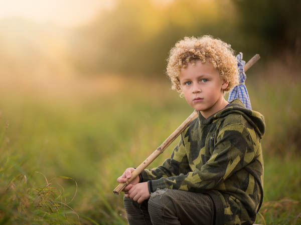 outdoor location photoshoot with young boy in autumn
