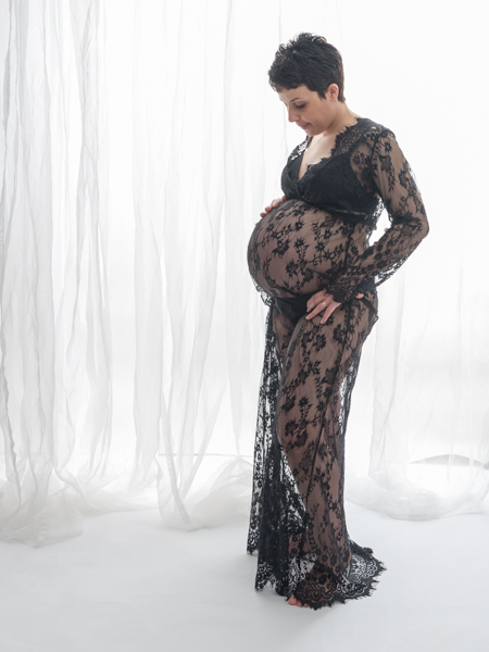 gorgeous black sexy dress maternity photoshoot
