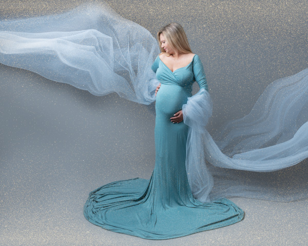 gorgeous draped dress maternity photoshoot
