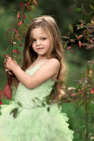 girl in green dress outdoor photography