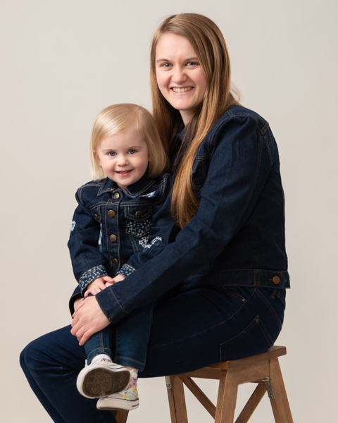 mother and daughter denim outfits