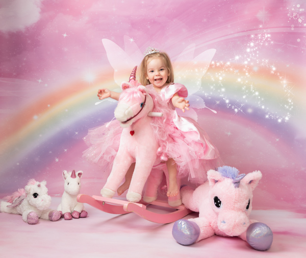 princess girl with unicorn themed photoshoot