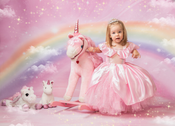 princess girl with unicorn themed photoshoot